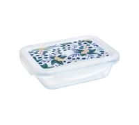 Pyrex Cook & Go - Lunchbox rettangolare coperchio ermetico colorato, 0,8 l, vetro borosilicato, adatto per forno, microonde e lavastoviglie, made in France (Floral)