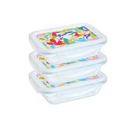 Pyrex Cook & Go - Set di 3 Lunchbox stessa capacità (3 x 0,8 litri, coperchio rettangolare multicolore)