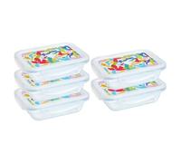Pyrex Cook & Go - Set di 5 contenitori rettangolari da 0,8 l, in vetro borosilicato, adatto per forno, microonde e lavastoviglie, made in France (coperchio multicolore)