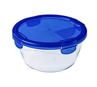 Pyrex Cook&Go Teglia Multiuso Tonda con Coperchio Ermetico, TrasparenteYBlu, Circa 1.6 L