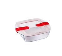 Pyrex Cook & Heat contenitore quadrato per alimenti in vetro borosilicato con coperchio sfiatavapore per il microonde - cuocere in forno, conservare & riscaldare - 20x17cm -