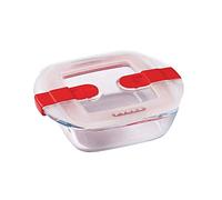 Pyrex Cook & Heat contenitore quadrato per alimenti in vetro borosilicato con coperchio sfiatavapore per il microonde - cuocere in forno, conservare & riscaldare- 25x22cm -