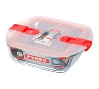 Pyrex Cook & Heat contenitore quadrato per alimenti in vetro borosilicato con coperchio sfiatavapore per il microonde - cuocere in forno, conservare & riscaldare - 20x17cm -
