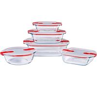 Pyrex® - Cook & Heat - Set di 5 piatti in vetro con coperchi ermetici, speciale forno a microonde, senza BPA