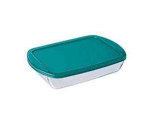 Pyrex FTE RECT PX Verde con coperchio 40 x 27 cm, 4,5 l, Teglia per forno, vetro borosilicato, Multicolore