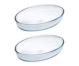 Pyrex O'Cuisine - Cassaforte ovale in vetro, per arrosti, 35 x 24 cm, 3,0 l, confezione da 2