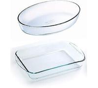 Pyrex ovale per arrosti set (2 pezzi: 30 x 21 cm & rettangolare: 35 x 23 cm)