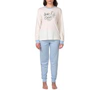 Pyrex Pigiama Donna Cotone Leggero 100% - Completo di Maglia con Bottoni e Comodo Pantalone S-XL (IT, Testo, S, Regular, Regular, Modello 3)