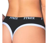 Pyrex Slip Donna Cotone Elasticizzato (Confezione da 2) Perizoma Donna Cotone Morbido - Tanga Invisibile - Morbide Slip Brasiliana XS-L (IT, Testo, L, Regular, Regular, 2pz Nero - Perizoma)