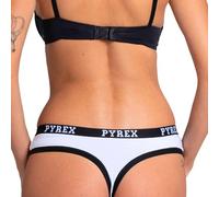 Pyrex Slip Donna Cotone Elasticizzato (Confezione da 2) Perizoma Donna Cotone Morbido - Tanga Invisibile - Morbide Slip Brasiliana XS-L (IT, Testo, XS, Regular, Regular, 2pz Bianco - Perizoma)