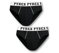 Pyrex Slip Uomo Cotone Elasticizzato (Confezione da 2) Mutande Uomo Slip Traspiranti in Cotone Taglie M a XXL (IT, Testo, XL, Regular, Regular, 2 Slip Neri)