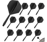 Pyroclasia 12 alette per freccette con fusto stabili, accessori per Fusion Flights Dart Flyer con fusto, alette fisse integrate, in plastica, per freccette (2BA) (nero)