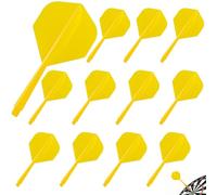 Pyroclasia 12 alette per freccette con fusto stabili, accessori per Fusion Flights Dart Flyer con fusto, alette fisse integrate, in plastica, per freccette combinate (2BA) (giallo)