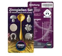 PYROHELD let the party begin Set di 5 versamenti di stagno da 7 pezzi - Set di colata tradizionale con stagno come il piombo, con cucchiaio e libro interpretativo - Capodanno e Capodanno 2024 & 2025