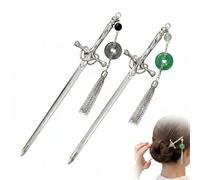 PYRUVAE 2 Pezzi Bastoncini per Capelli a Forma di Spada, Bacchette per Capelli in Metallo con Nappa, Accessori Capelli Vintage Stile Cinese per Donna e Ragazza, Ideale per Cosplay e Matrimonio