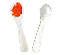 PYRUVAE 2 Pezzi Cucchiaini in Madreperla, Cucchiai per Caviale, Cucchiaino Madreperla, Cucchiai per caviale in madreperla, con manico rotondo(7 cm