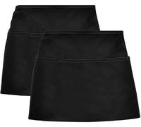 PYRUVAE 2 Pezzi Grembiule Corto da Cucina con 3 Tasche, Impermeabile Chef Grembiule Nero per Uomini Donne, Grembiuli da Cameriera Cameriere per Bistrot, Bar, Ristorante, Caffetteria