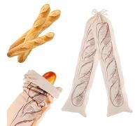 PYRUVAE 2 Pezzi Sacchetti per Pane Baguette 16x64 cm, Sacchetto Porta Pane con Coulisse Riutilizzabile in Cotone, Sacchi per Pane Fresco Marrone Caffè per Filoncini e Panificazione Domestica