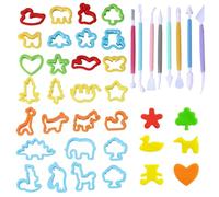 PYRUVAE 32 Pezzi Formine per Plastilina e Accessori, Strumenti per Modellare con 24 Stampi Animali e 8 Attrezzi, Set Creativo per Pasta Modellabile, Argilla e Sabbia Cinetica