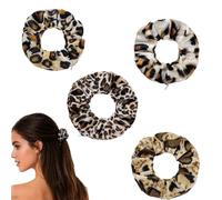 PYRUVAE 4 Pezzi Scrunchies per Capelli Leopardati con Tasca Nascosta a Cerniera, Elastico Capelli Ricci Grandi Accessori Capelli Donna e Ragazza per Sport, Viaggi e Uso Quotidiano