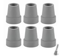 PYRUVAE 6 Pezzi Gommini per Stampelle 19mm, Puntale per Bastone Antiscivolo in Gomma Grigia, Ricambi per Stampelle Canadesi e Sgabello Doccia, Accessori per Camminata Sicura per Anziani