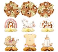 PYRUVAE Decorazioni Battesimo e Nascita: 6 Centrotavola e 100 Coriandoli per Baby Shower, Allestimento Tavola per Bimba e Bimbo, Decorazioni Festa Benvenuta e Benvenuto