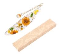 PYRUVAE Segnalibro Piuma con Fiore e Sfera Luminoso al Buio, Segnalibri Particolari con Confezione Regalo per Donne, Amanti dei Libri, Maestre, Compleanno (Giallo)