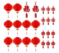PYSEOSISE Lanterne Cinesi, 24 Pezzi Lanterna Rossa, Decorazione Lanterne in Carta e Tessuto per Capodanno Cinese Festa di Primavera Decorazione Party