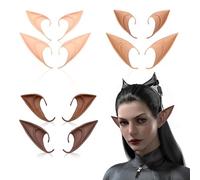 PYSEOSISE Orecchie da Elfo, 6 Paia Orecchie Elfo per Adulti, Elfi Orecchie Morbide Orecchie da Fata Orecchie a Punta for Cosplay Halloween Accessori Festa di Vestirsi
