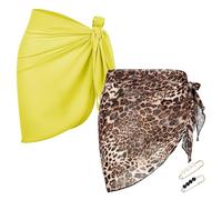 PYSEOSISE Pareo Mare Donna, 2 Pezzi Chiffon Bikini Cover Up, Estate Bikini Coprire Pareo da Spiaggia Elegante Spiaggia Wrap Sarong Copricostume Corto per Donne Vacanza Party