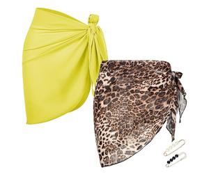 PYSEOSISE Pareo Mare Donna, 2 Pezzi Chiffon Bikini Cover Up, Estate Bikini Coprire Pareo da Spiaggia Elegante Spiaggia Wrap Sarong Copricostume Corto per Donne Vacanza Party