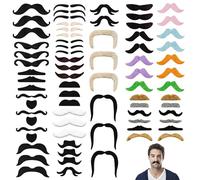 PYSEOSISE Set Baffi Finti, 72 Pezzi Baffi Autoadesivi, Partito Barba Finta Barba Adesiva Baffi da incollare per Carnevale e Feste a Tema