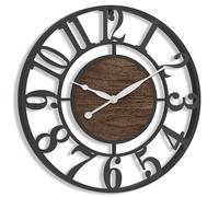 Pytha Sight Orologio da Parete Grande 75 cm, Orologio Moderno da Parete Nero in Metallo e Legno di Noce Massello, Arabi Romani, XXL Silenzioso Decorativo per Soggiorno, Cucina, Camera, Ufficio