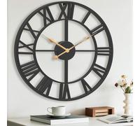 Pytha Sight Orologio Da Parete Grande Moderno,50cm Orologio Da Parete Grandi Nero Vintage Industriale In Metallo Slenzioso Con Numeri Romani Per Soggiorno,Ufficio,Cucina,Sala Da Pranzo