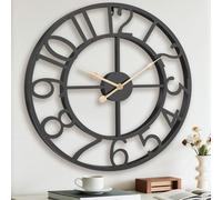 Pytha Sight Orologio Da Parete Grande Moderno, 60cm Orologio Da Parete XXL Nero Vintage Industriale In Metallo Slenzioso Con Numeri Arabi Per Soggiorno, Ufficio, Cucina, Camino, Sala Da Pranzo