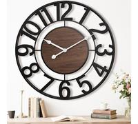 Pytha Sight Orologio Da Parete Grande Moderno,Orologio Da Parete Nero Vintage Industriale In Metallo Slenzioso Con Numeri Arabi 40cm Con Quadrante Elegante In Noce Per Soggiorno,Ufficio,Cucina,Camino