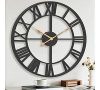 Pytha Sight Orologio Da Parete Moderno Grande, 33cm Orologio Da Parete Vintage Nero Industriale In Metallo Slenzioso Con Numeri Romani Per Soggiorno,Ufficio,Cucina,Sala Da Pranzo