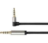 PYTHON Serie Premium Audio AUX 3,5 mm Cavo jack a 4 poli - 1 m - connettore in metallo con gradino da 2 mm per custodie - angolato su entrambi i lati - scala in rame - intrecciato - nero