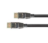 Python Serie Premium Cavo DisplayPort 1.4 - 8K @60Hz / 4K @240Hz - Connettore in metallo pieno con blocco, spina dorata, schermatura a 3 vie - Scala in rame - treccia di nylon - nero - 0,5 m
