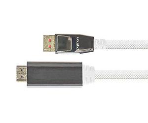 Python Serie Premium DisplayPort 1.4 a HDMI 2.0 - Cavo adattatore 4K / UHD @60Hz - schermatura a 3 strati, connettore in metallo placcato oro, scala in rame, intrecciato, bianco, 2 m