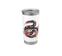 Python Serpente Floreale Palla Pitone Tatuaggio Fiori Snake Bicchiere termico in acciaio inox doppia parete