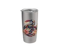 Python Serpente Floreale Palla Pitone Tatuaggio Fiori Snake Bicchiere termico in acciaio inox doppia parete
