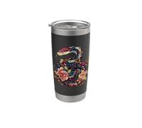 Python Serpente Floreale Palla Pitone Tatuaggio Fiori Snake Bicchiere termico in acciaio inox doppia parete