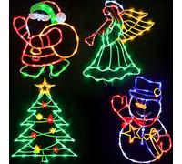 Pytopkto - 16" Luce della silhouette della finestra di Natale - 4 pacchetti di colori illuminati Albero di Natale e pupazzo di neve e angelo e Babbo Natale per le vacanze