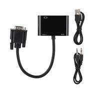 PYUDKLSMN Cavo convertitore da VGA a HDMI, adattatore video plug-and-play con supporto audio, convertitore di segnale HD per desktop, laptop e proiettori, include cavi audio e micro USB