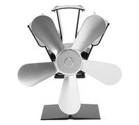 PYUDKLSMN Ventilatore per stufa a 5 pale alimentato dal calore, ventilatore per stufa a legna per camino, ventilatore silenzioso in lega di alluminio che non necessita di elettricità, per (Argento)