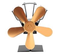 PYUDKLSMN Ventilatore per stufa a 5 pale alimentato dal calore, ventilatore per stufa a legna per camino, ventilatore silenzioso in lega di alluminio che non necessita di elettricità, per (Oro)