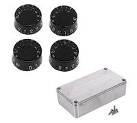 Pyugxab 1 Pz Diecast Alluminio Elettronica Progetto Box & 4 Pz Chitarra Elettrica Top Hat Manopole Velocità Volume Tone Control Knobs