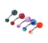 Pyugxab 100 piercing assortiti per ombelico con sfere assortite, Panno satinato opaco