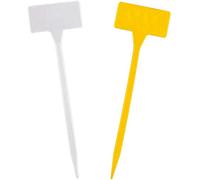 Pyugxab 100 strumenti per piantare, 50 etichette in plastica per bonsai, etichette da giardino, a T, con scritta "Upturn", per vivaio, 50 pezzi, giallo e 50 pezzi